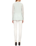Double-Keyhole Silk Blouse