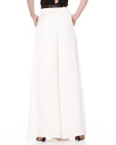 Silk Wide-Leg Pants, Ivory