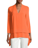 3/4-Sleeve V-Neck Layered Tunic