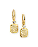 18K Radiant-Cut Fancy Yellow Diamond Earrings