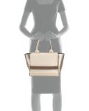 Medium Tricolor Flap Tote Bag, Light Beige