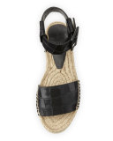 Edina Crocodile-Embossed Espadrille Sandal, Black
