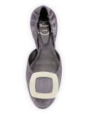 Ballerine Chips Suede d'Orsay Flat, Gray