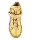 Metallic Leather High-Top Sneaker, Gold, Toddler/Youth