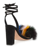 Nicolette Fur Pouf Sandal, Multi/Black