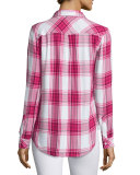 Hunter Plaid Long-Sleeve Shirt, Raspberry/White