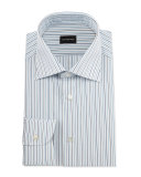 Alternating-Striped Dress Shirt, Open White Pattern