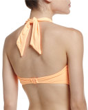 Twisted Bandeau Swim Top, Neon Mango