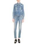 Star-Print Straight-Leg Jeans, Blue