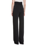 Cummerbund High-Waist Trousers, Black 