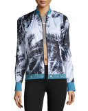 Palm-Print Run Jacket, Black/White