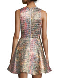 Varita Printed Fit-and-Flare Dress, Multicolor