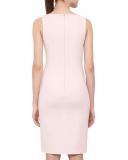 Sleeveless Wool Sheath Dress, Flamingo