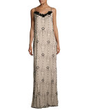 The Jet Embroidered Silk Maxi Dress, Buff/Multicolor