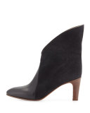 Fold-Over Bicolor Ankle Boot, Charcoal/Gray