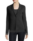 Chiffon-Trimmed Cashmere Blazer Jacket