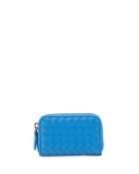 Intrecciato Mini Coin Purse, Cobalt