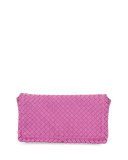Small Woven Leather Clutch Bag, Pink