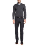 High-Performance Merino Wool V-Neck Sweater, Gray