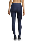 Airbrush High-Waist Sport Leggings, Rich Navy Glossy