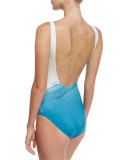 Kelly Wave-Print One-Piece Swimsuit, White