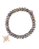 8mm Quartz Beaded Bracelet w/ 14k Diamond Starburst Charm