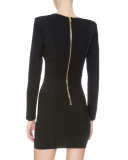 V-Neck Hook-and-Eye Bandage Dress, Black