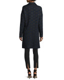 Geometric Drop-Shoulder Topper, Navy/Multi