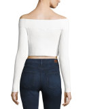 Life is Real Off-the-Shoulder Crop Top, White