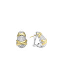Sterling Silver & 18k Gold Diamond Caviar Earrings