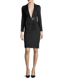 Mini-Herringbone Pencil Skirt, Brown/Multi