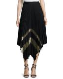 Palma Metallic Plissé Midi Skirt