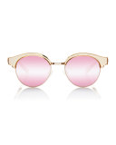 Cleopatra Mirrored Semi-Rimless Sunglasses, Pink