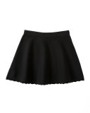 Scalloped Flare Skirt, Black, Size 8-14