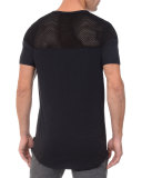 Mesh Panel Textured Jersey T-Shirt