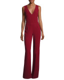 Lina V-Neck Sleeveless Jumpsuit, Wine