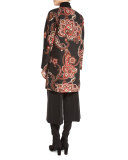 Makeda Paisley Open-Front Topper Jacket, Carnelian Multi