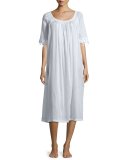 Annetin 3/4-Sleeve Long Nightgown, Light Blue