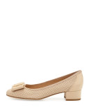 Ramzi Laser-Cut Bow Pump, Ecru