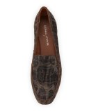 Elana Leopard Glitter Loafer, Bronze/Dark Brown