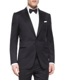 Peak-Lapel One-Button Wool Tuxedo, Black