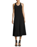 Penn Sleeveless Ribbon-Strap Midi Dress, Black