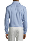 Scribble-Print Sport Shirt, Gray Pattern