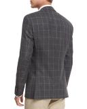 Jeen Melange Windowpane Two-Button Jacket, Gray