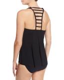 Anna Cowl-Neck Tankini Swim Top, Black