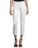 Thompson Curvy Cuffed Cropped Jeans, White