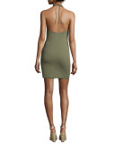 Mott Scalloped Lace Halter Minidress, Black