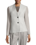 Textured-Sleeve Two-Button Jacket, Stone