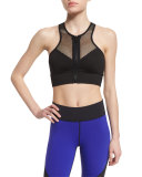 Molten Mesh-Insert Sleeveless Sport Tee, Black