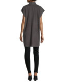 Cap-Sleeve Suede Vest, Cinder 